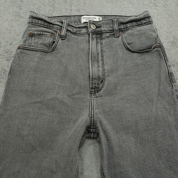 Abercrombie & Fitch Jeans Women's 6L Gray High-Rise Ankle Straight 28" Inseam - Picture 12 of 16